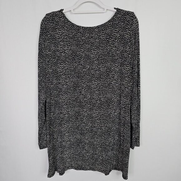 J. JILL Wearever Collection Long Sleeve Tunic Top Shirt BLACK & WHITE size XL - Picture 7 of 7